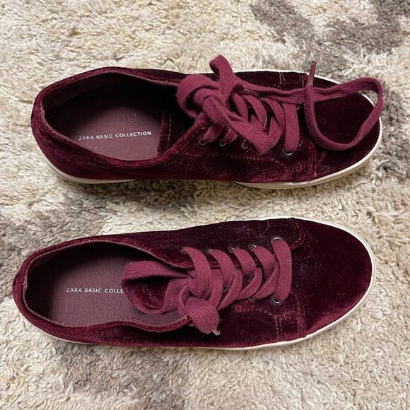Zara velvet red sneakers - Picture 2 of 6